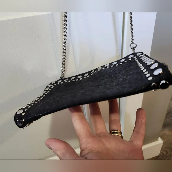 Nwot Zara Black Studded Chain Crossbody Bag . Firm $. - Picture 6 of 10
